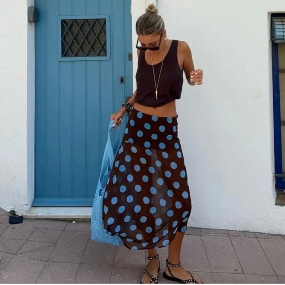 NWT Zara Polka Dot Asymmetric Skirt